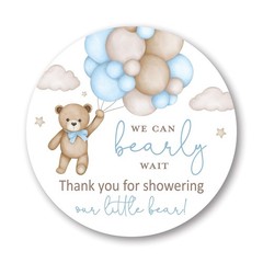 2-Inch Round Boho Bear Balloons Baby Shower Thank You Favor Stickers – Set of…