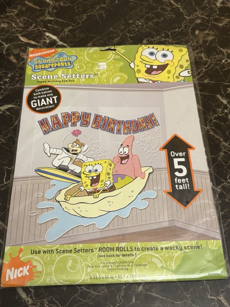 SpongeBob Patrick Sandy 2pc Scene Setter Nickelodeon Plastic Happy Birthday New
