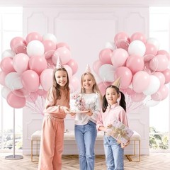 60pcs Light Pink Balloons with Clear Pastel Pink and White Pearl Pink White