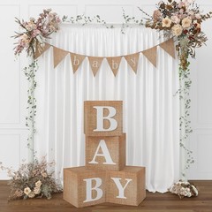 Baby Boxes with Letters for Baby Shower, 4pcs Rustic Farmhouse Style Boho Balloo