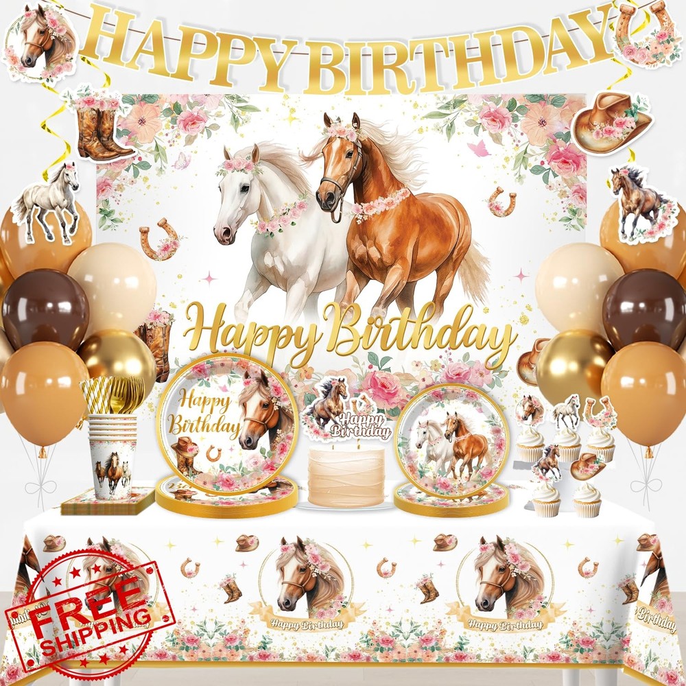 Xynic 211pc Horse Party Decorations Set