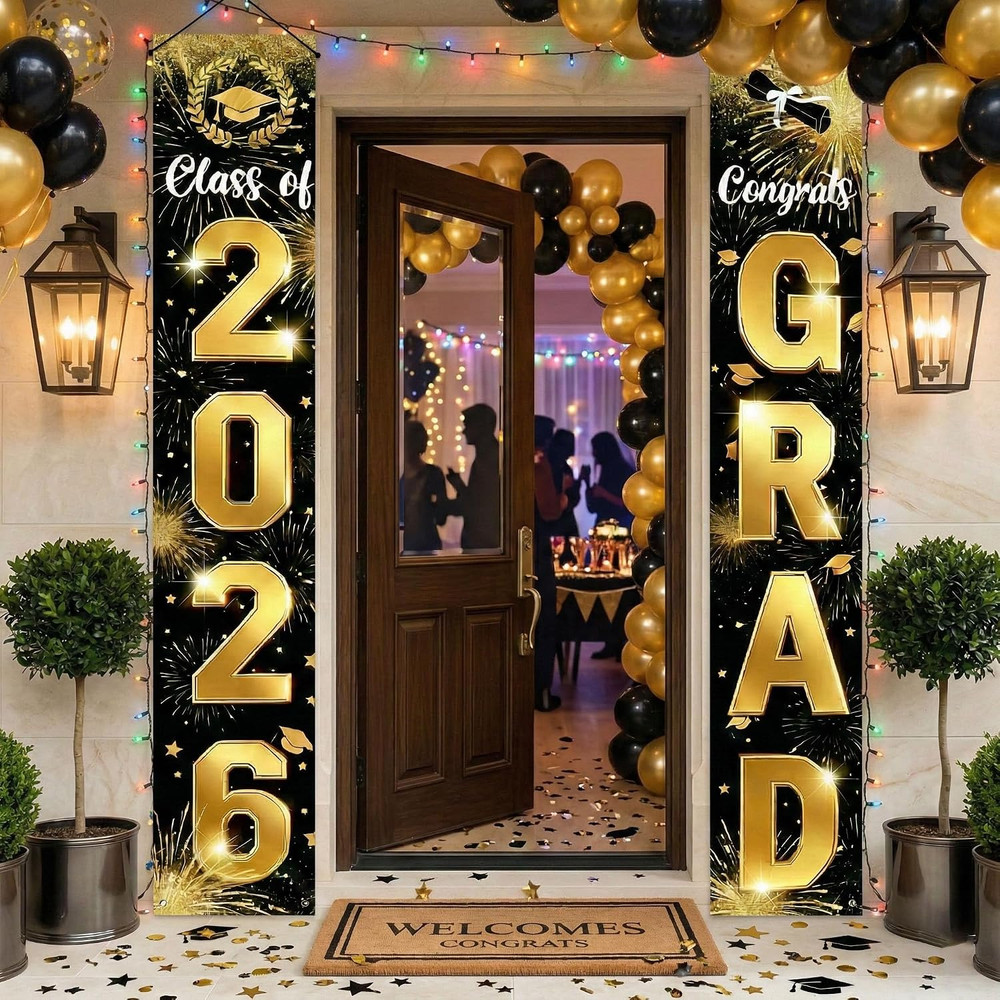 2026 Graduation Decorations Door Porch Banner, Graduation Party Decorations, Con