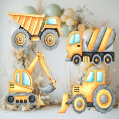 Construction Cars Cutouts, Vehicles Props, Construction Birthday, Baby Shower