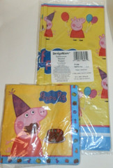 New Peppa Pig Plastic Tablecover 54X96 and 16 Napkins