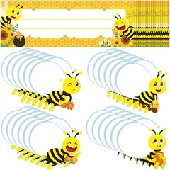 48 Pcs Bees Nameplates and Cut Outs Bee Theme Nametags Cutouts for Bulletin Boar