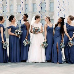 48 PCS Blue Hanging Swirl Party Decorations Ombre Felt Ceiling Streamers