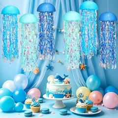 Under The Sea Party Decorations,Jellyfish Paper Lanterns with Hooks and Blue