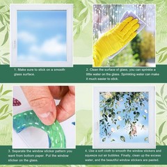 Whaline 9 Sheets Summer Flowers Window Clings 7.9 x 11.8 inch, Green