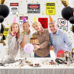 45Th Birthday Party Decorations – 9PCS Wall Signs Funny Tags for Adults 45 Years