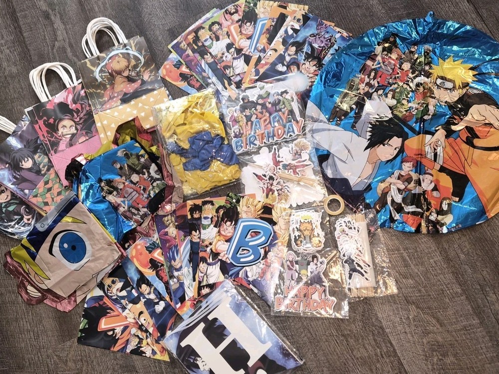 Anime Naruto Birthday Party Decor Goodie Bags Banner Balloons Cake Topper Bundle