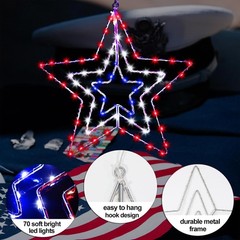Elegant Iron Frame Star Lights with Timer – Perfect for Patriotic Celebrations