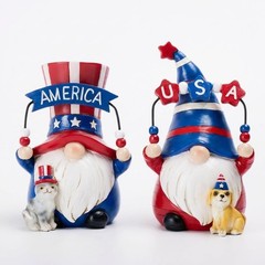 Compact Americana Gnomes with Pets – Ideal 4th of July & Memorial Day Decor