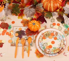 200 PCS Fall Autumn Pumpkin Thanksgiving Table Confetti Party Decorations