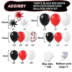 Red and Black Balloon Arch Kit 140pcs Garland for Birthday, Graduation, Party