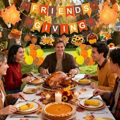 60Pcs Friendsgiving Decorations Banner Balloons for Friendsgiving Fall Home T…