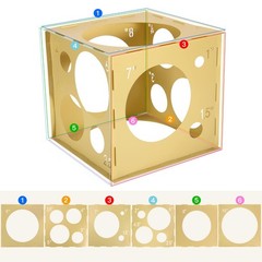 Pllieay 14 Holes Balloon Sizer Box Cube, Yellow Plastic 14 holes,