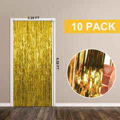 10 Pack Foil Curtain Backdrop Gold Metallic Tinsel Foil Fringe Curtains Photo Bo
