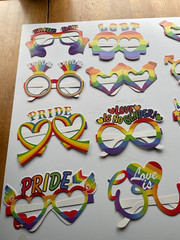 14 Pcs Pride Rainbow Photo Booth Props, Gay Pride Day Love Is Love Paper Glasses