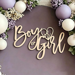 Boy or Girl Wooden Sign for Backdrop,Cute Baby Shower Backdrop,Gender Reveal Wal
