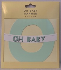 Baby Shower Banner By Table Fun Oh Baby 6.5 FT Banner Pastel Green Brand New
