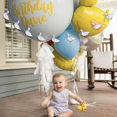 Goose Theme Banner – Goose Baby Shower Garland,One Silly Goose Blue Gingham Styl