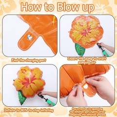 4Pcs Tropical Summer Foil Balloons, 23.6inch Yellow Orange Hibiscus Flowers B…