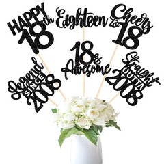 12 PCS Happy 18th Birthday Centerpiece Stick 2008 Table Decor Supply Black