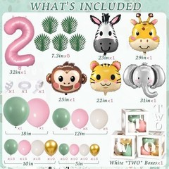 Two Wild Birthday Decorations Jungle Theme 2nd Birthday Decorations for Girl Hug