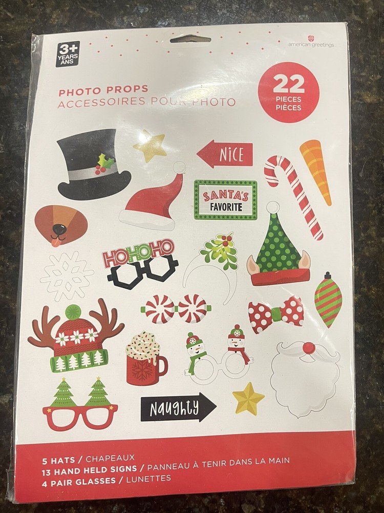 Christmas Photo Booth Props Xmas Festive Family Party Gifts Selfie Games Fun DIY