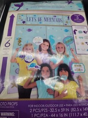 Mermaid Happy Birthday Decoration Jumbo Banner 10′ L Glitter Banner Props 3pkg