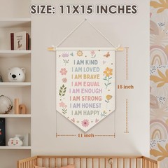 Positive Affirmations Wall Decor, Girl Nursery Decor, Pastel Floral Wall Hang…