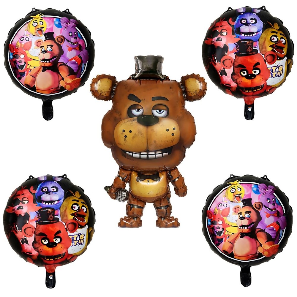 5pc Foil Balloons for Five Nights at Freddys Birthday Party Supplies