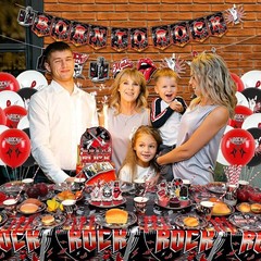 Rock and Roll Party Decorations, Including Born to Rock Banner, Plate , Napki