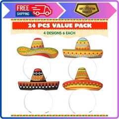 24 Pcs Cinco de Mayo Sombrero Headbands Mexican Fiesta Party Decorations Props