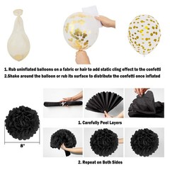 Amandir Black Gold Birthday Decorations for Men Women Black Gold White Confet…
