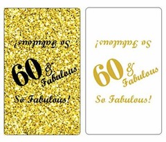 60 & Fabulous Miniatures Candy Bar Wrapper, (Set of 60) Mini Candy Bar Stickers