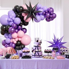 130pcs Pink and Purple Balloon Arch Kit, Pink Metallic Pastel Purple Black Ba…