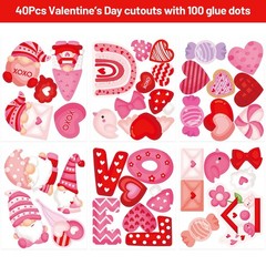 40 PCS Valentines Day Paper Heart Cutouts Classroom Bulletin Board Decor