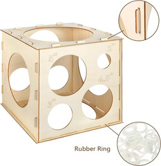 12 Holes Wood Balloon Sizer Cube Box with 200 PCS Balloon Glue Points, Collapsib
