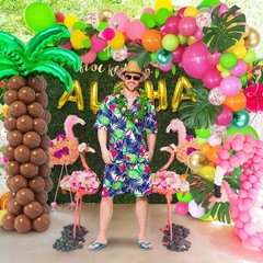 178Pcs Tropical Luau Balloons Arch Garland Kit Hawaiian Party Decorations wit…
