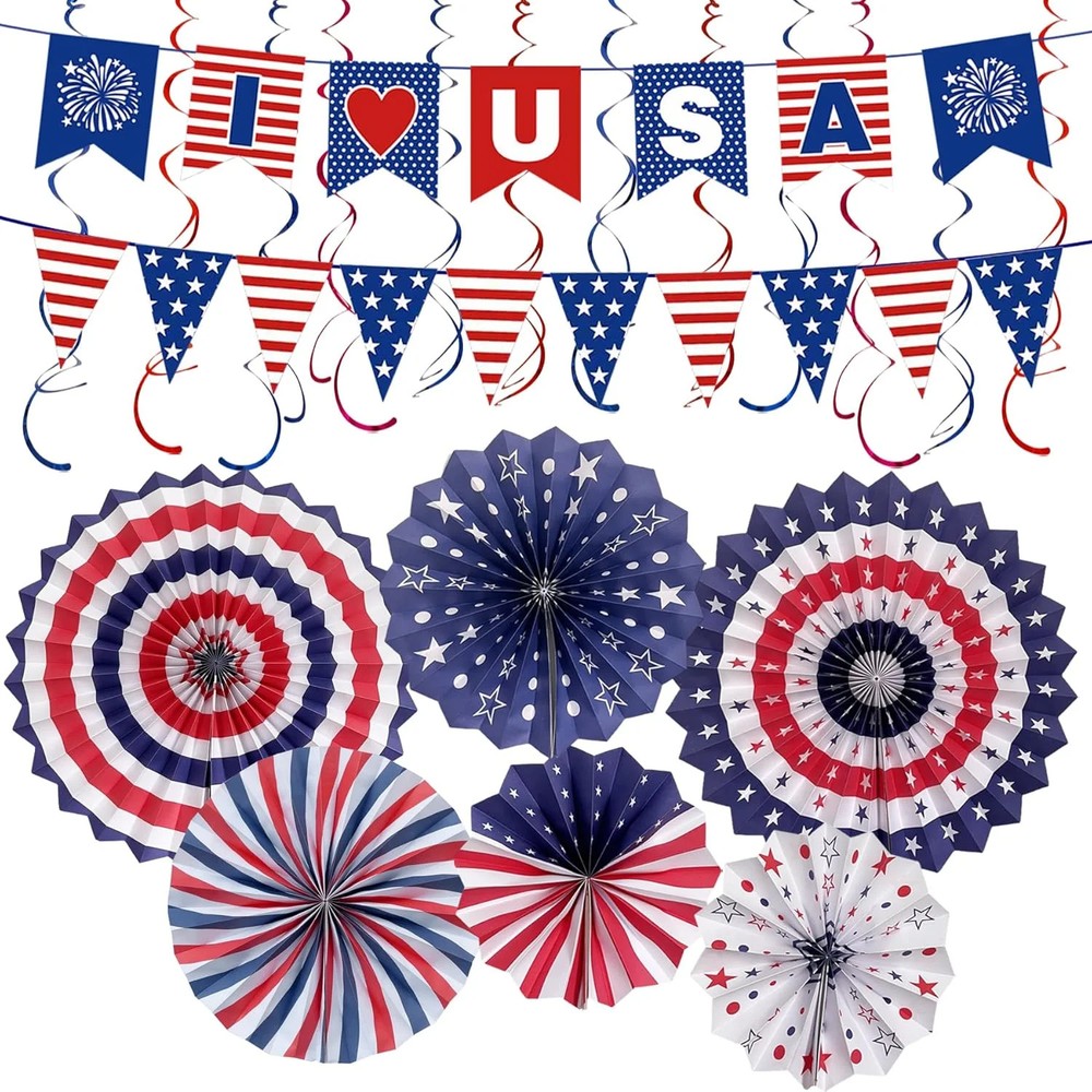 UOUYOO Patriotic decorations Party Fourth of July decor red white blue decoratio
