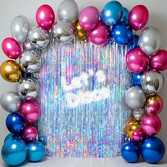 4 Packs Silver Foil Fringe Curtain, Silver Glitter Metallic Tinsel Backdrop for