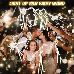 100PCS Light up Wands for Wedding, Wedding Wands Streamers with 3 Colorful Flash