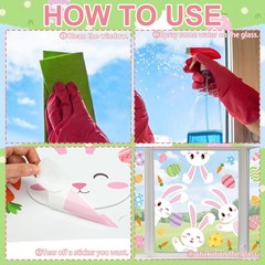 8 Sheets Easter Bunny Window Clings Double-Sided Cartoon Bunny Rabbit Egg Window