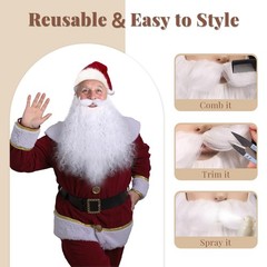18 Inches Men’s Long Curly White Synthetic Pre – styled Realistic Fake Beard …