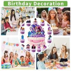 16Pcs Cute Anime Cake Decorations with 15pcs Cupcake Toppers, 1pcs Happy Birt…