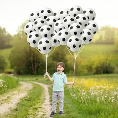 35 Pcs Soccer Ball Balloons, Black White Soccer Birthday Latex Balloons for B…