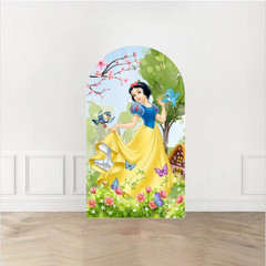 Snow White and the Seven Dwarfs Arch Backdrop Cover Birthday Photo Background