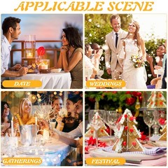 Metal Floral Hoops: Moon Table Decoration Set with Wooden Stands 10.23X7.87 I…