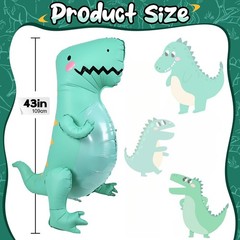 43″ Large 3D Dinosaur Balloon for Party Decorations, Cute Giant Self Standing…